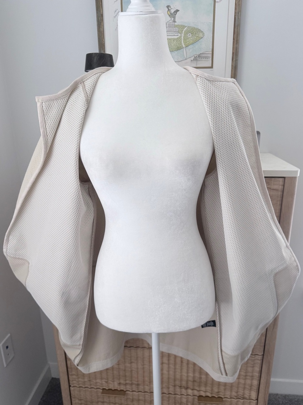 Lafayette 148 New York honeycomb ivory open front light jacket med - Picture 5 of 7